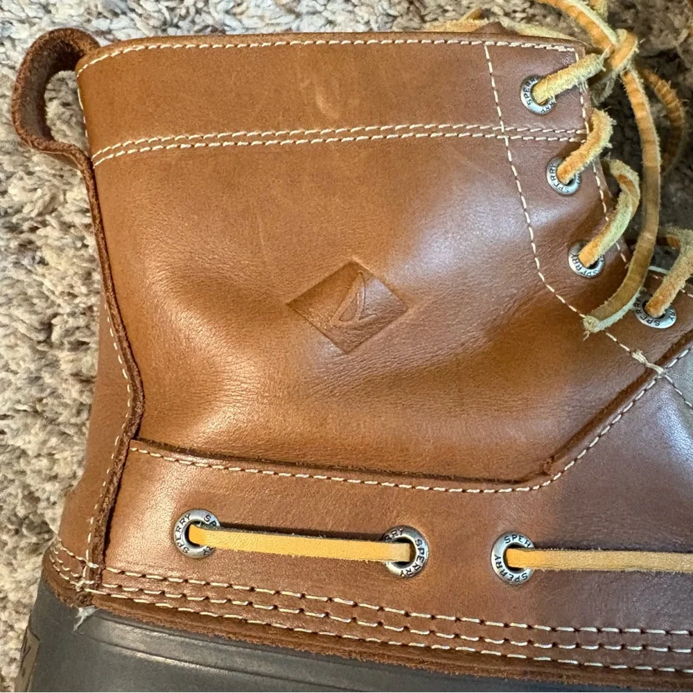 Sperry Men's Brown Leather and Gray Rubber Boots